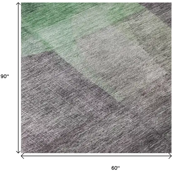 Purple And Green Abstract Washable Area Rug With UV Protection Photo 9