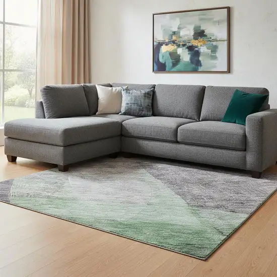 Purple And Green Abstract Washable Area Rug With UV Protection Photo 2