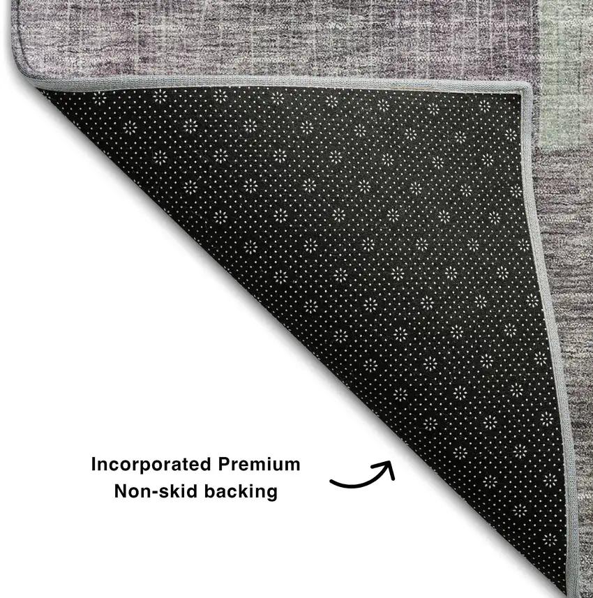 Purple And Green Abstract Washable Area Rug With UV Protection Photo 5