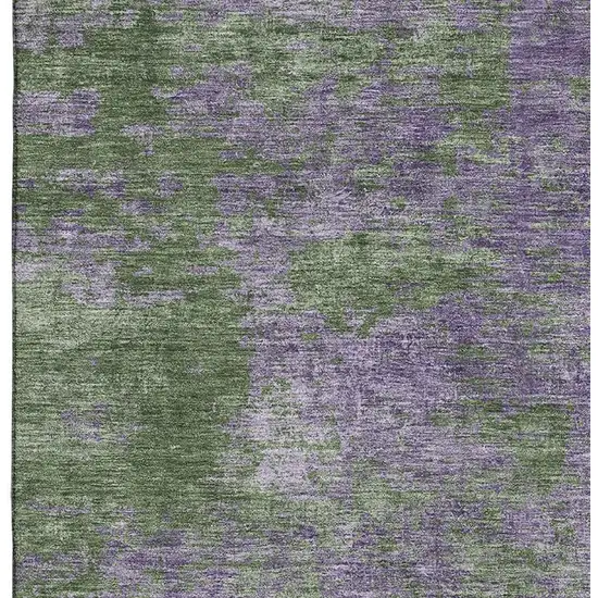 Purple And Green Abstract Washable Area Rug With UV Protection Photo 2
