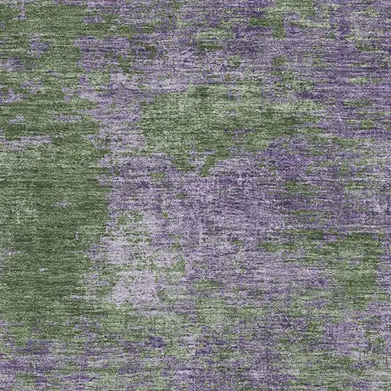 Purple And Green Abstract Washable Area Rug With UV Protection Photo 2