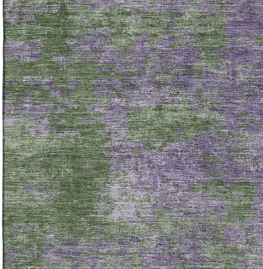 Purple And Green Abstract Washable Area Rug With UV Protection Photo 4