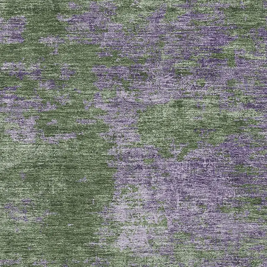Purple And Green Abstract Washable Area Rug With UV Protection Photo 2