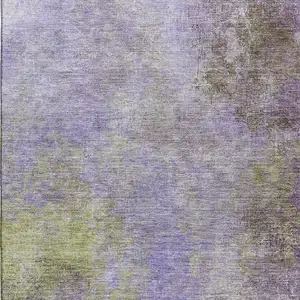 Photo of Purple And Green Abstract Washable Area Rug With UV Protection