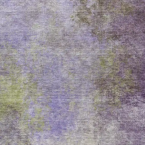 Purple And Green Abstract Washable Area Rug With UV Protection Photo 3