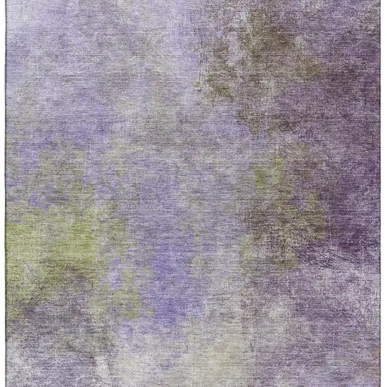 Purple And Green Abstract Washable Area Rug With UV Protection Photo 3