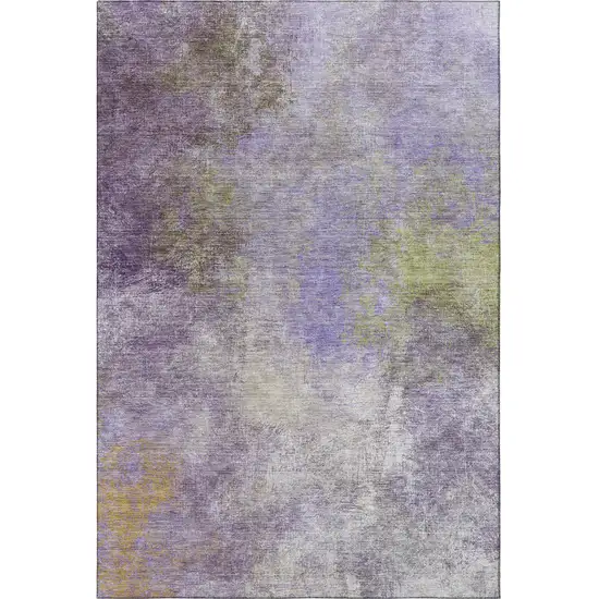 Purple And Green Abstract Washable Area Rug With UV Protection Photo 4