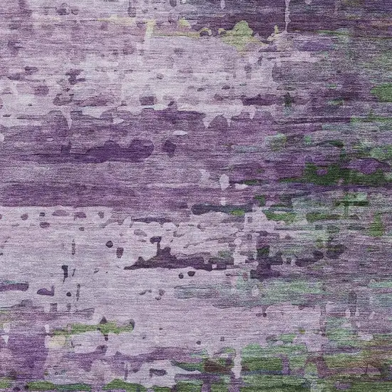 Purple And Green Abstract Washable Area Rug With UV Protection Photo 3