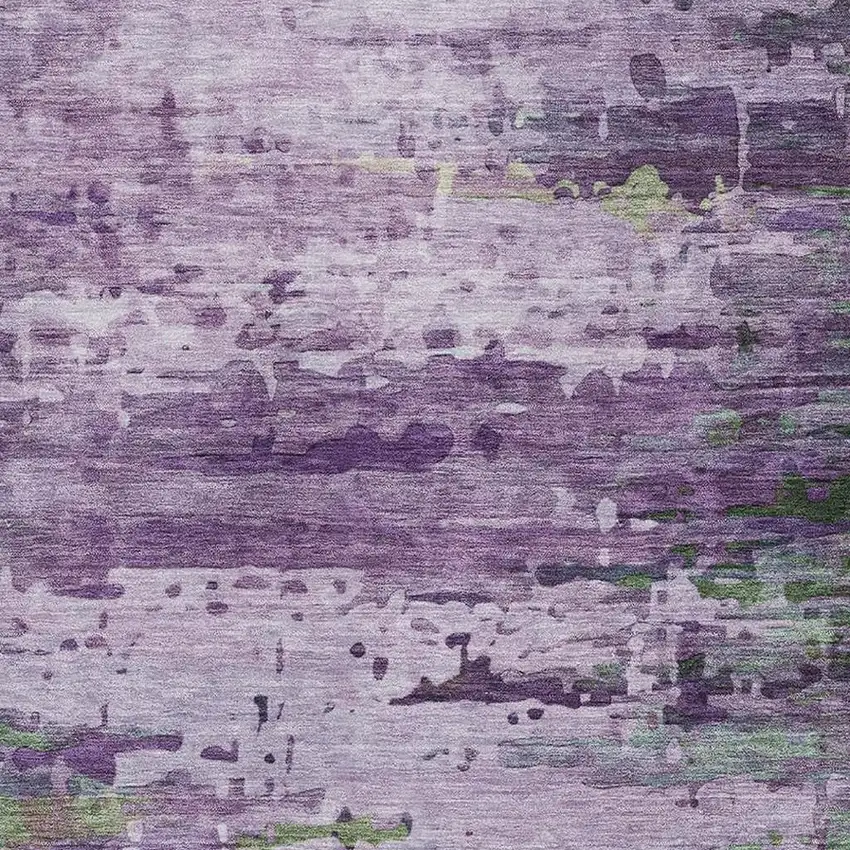 Purple And Green Abstract Washable Area Rug With UV Protection Photo 3