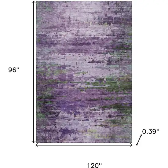 Purple And Green Abstract Washable Area Rug With UV Protection Photo 9