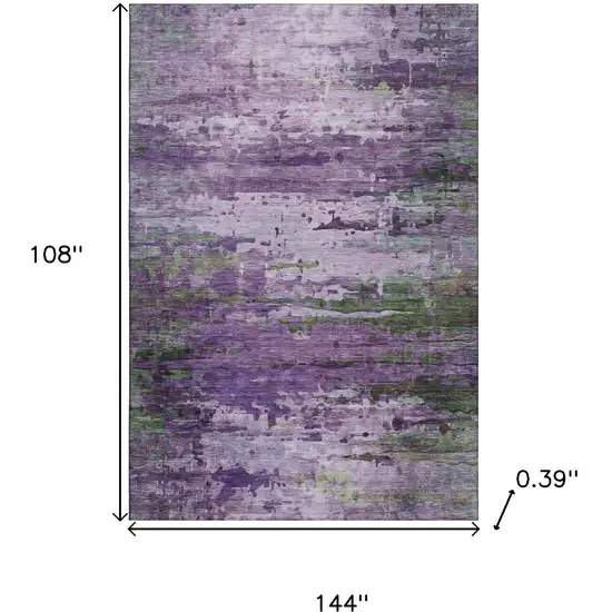 Purple And Green Abstract Washable Area Rug With UV Protection Photo 9