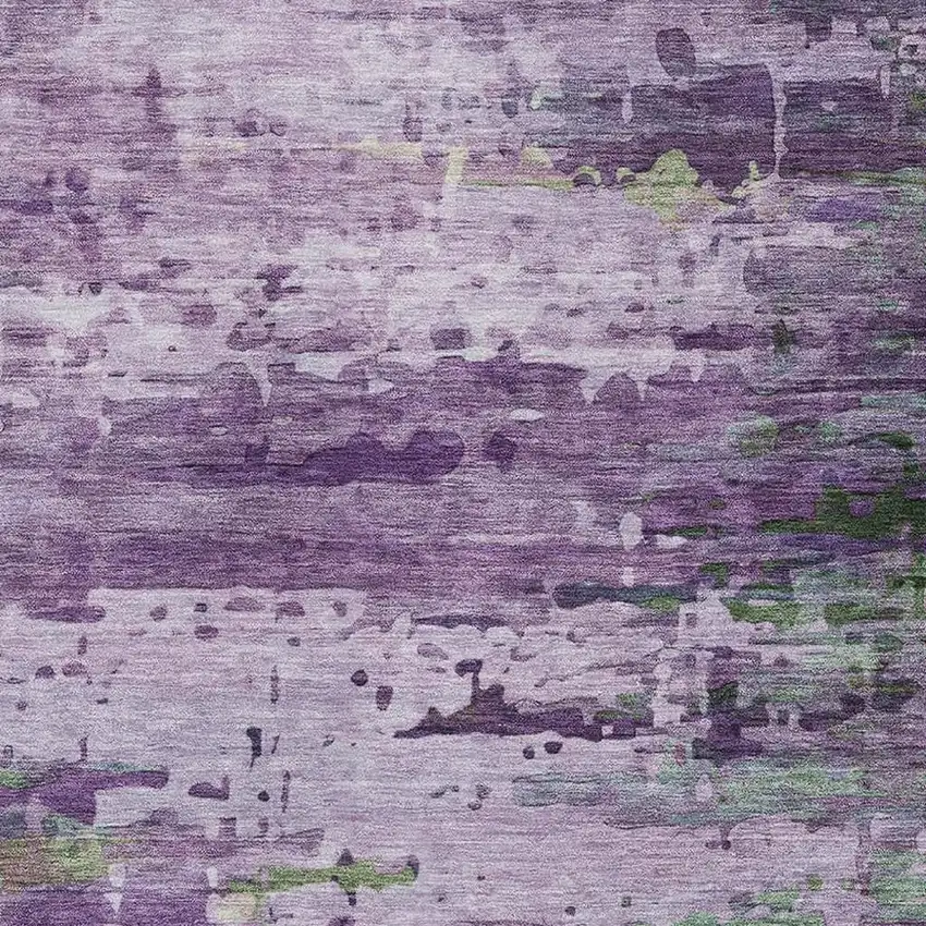 Purple And Green Abstract Washable Area Rug With UV Protection Photo 3