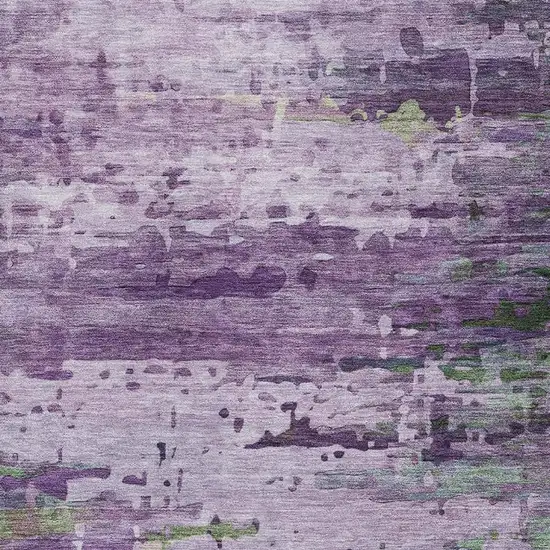 Purple And Green Abstract Washable Area Rug With UV Protection Photo 3