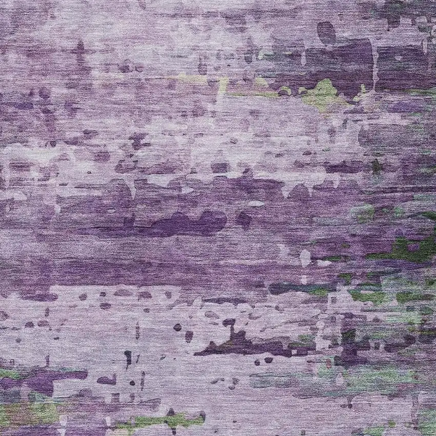 Purple And Green Abstract Washable Area Rug With UV Protection Photo 3