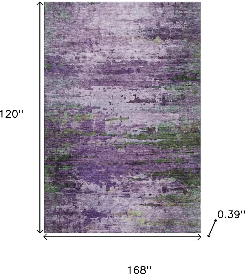 Purple And Green Abstract Washable Area Rug With UV Protection Photo 9