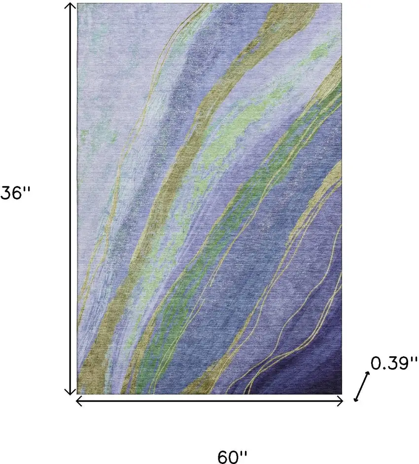 Purple And Green Abstract Washable Area Rug With UV Protection Photo 8