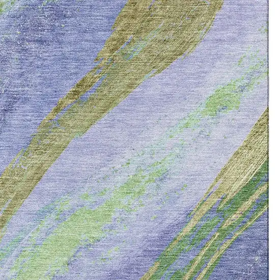Purple And Green Abstract Washable Area Rug With UV Protection Photo 7