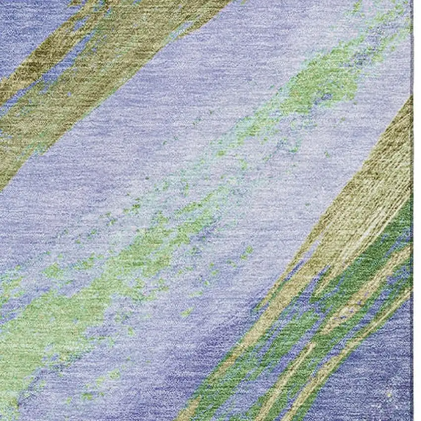 Purple And Green Abstract Washable Area Rug With UV Protection Photo 6
