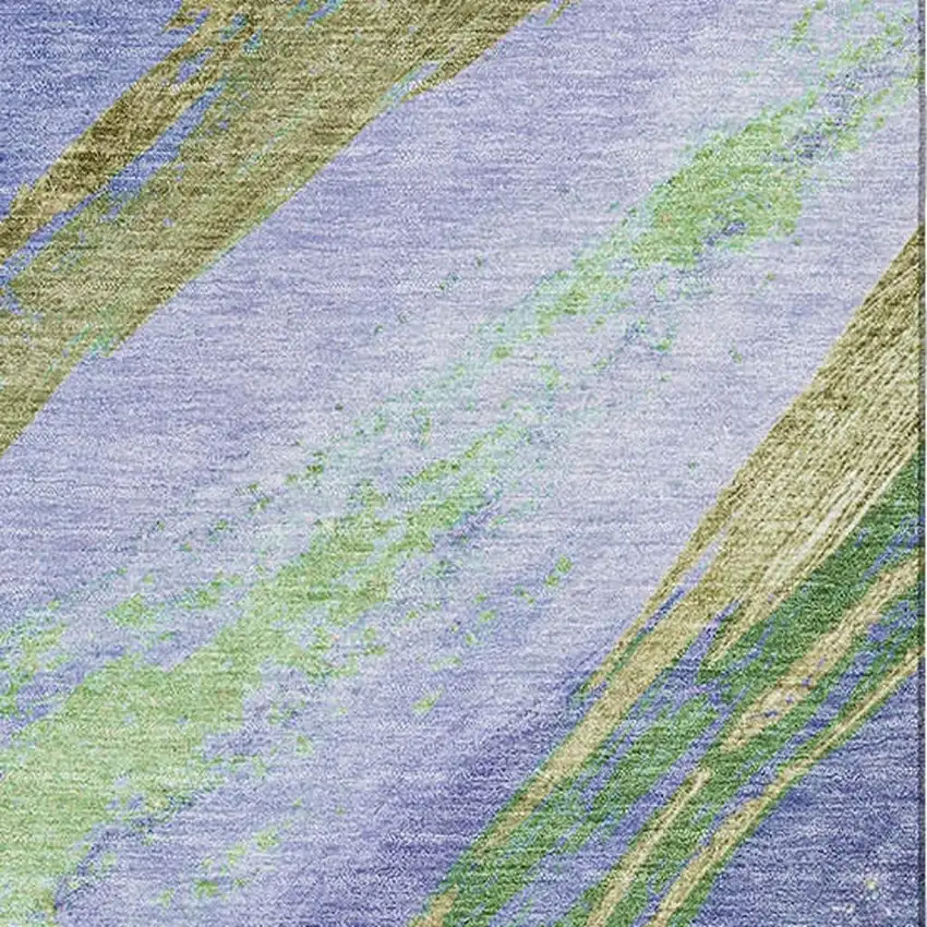 Purple And Green Abstract Washable Area Rug With UV Protection Photo 7
