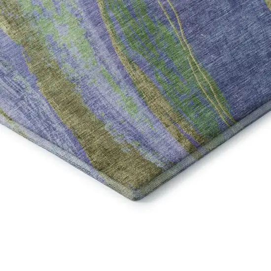 Purple And Green Abstract Washable Area Rug With UV Protection Photo 9