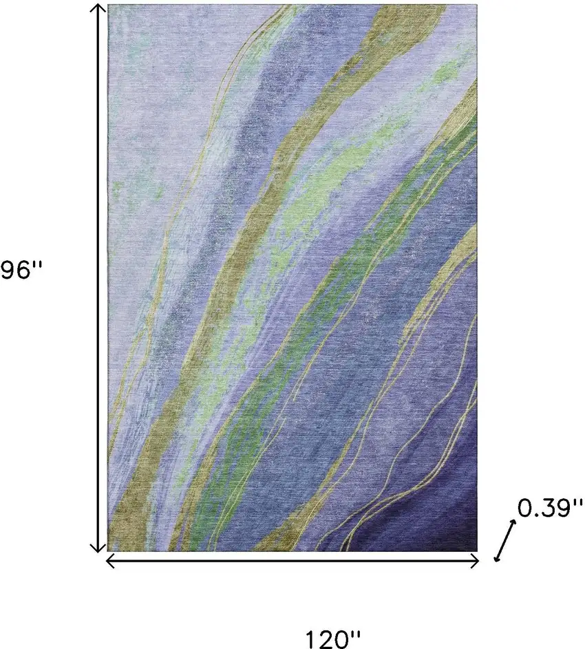 Purple And Green Abstract Washable Area Rug With UV Protection Photo 9