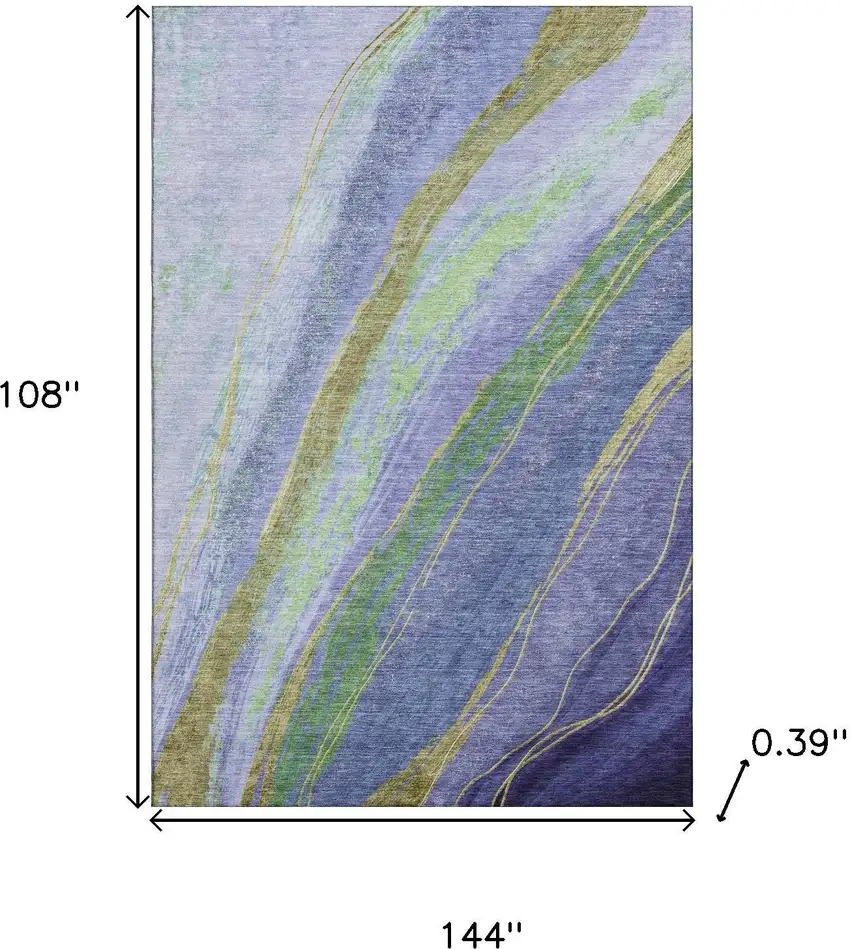 Purple And Green Abstract Washable Area Rug With UV Protection Photo 9