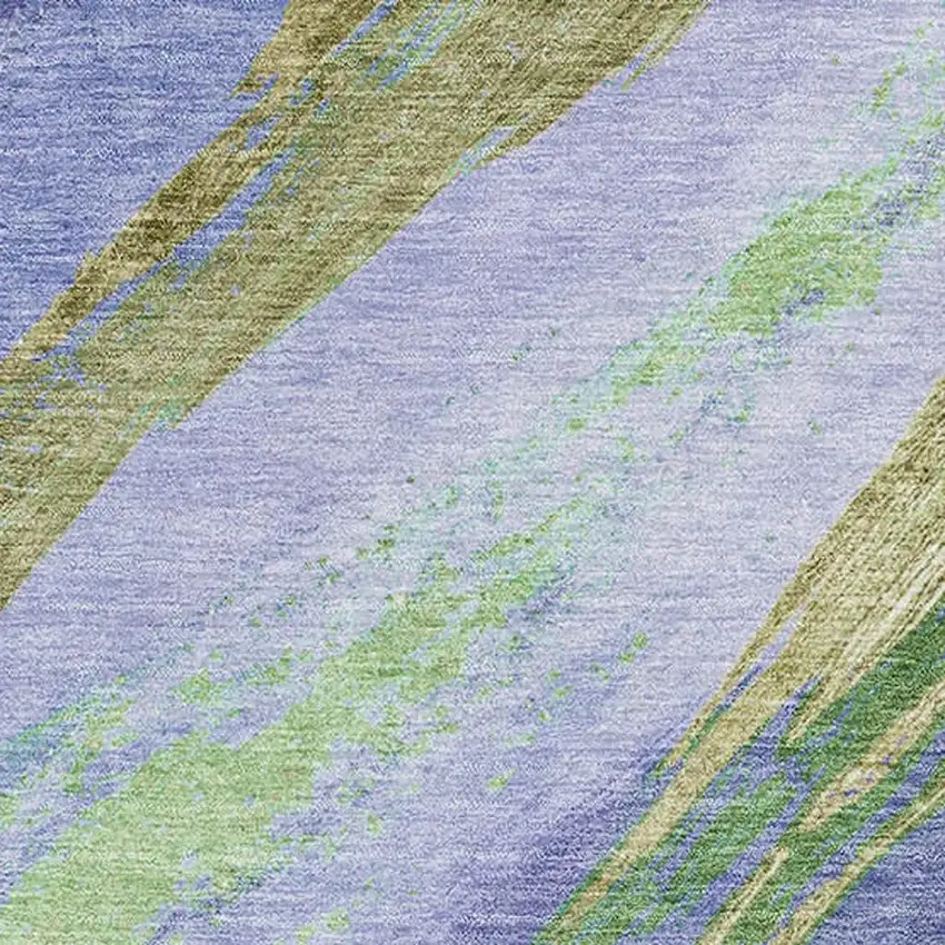 Purple And Green Abstract Washable Area Rug With UV Protection Photo 3