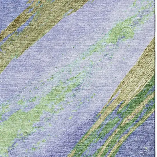 Purple And Green Abstract Washable Area Rug With UV Protection Photo 3