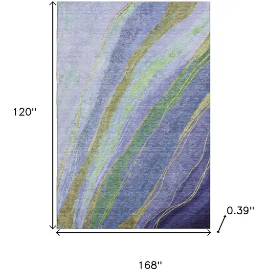 Purple And Green Abstract Washable Area Rug With UV Protection Photo 9