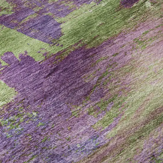 Purple And Green Abstract Washable Area Rug With UV Protection Photo 8