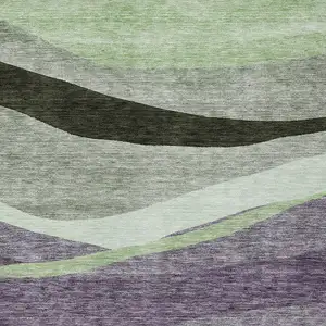 Photo of Purple And Green Abstract Washable Indoor Outdoor Area Rug