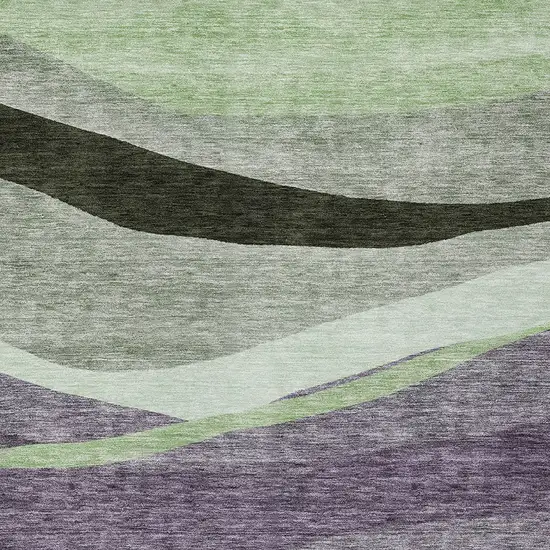 Purple And Green Abstract Washable Indoor Outdoor Area Rug Photo 5