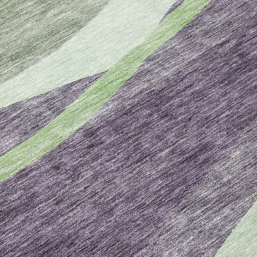 Purple And Green Abstract Washable Indoor Outdoor Area Rug Photo 8