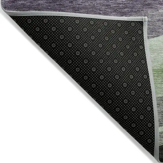 Purple And Green Abstract Washable Indoor Outdoor Area Rug Photo 3