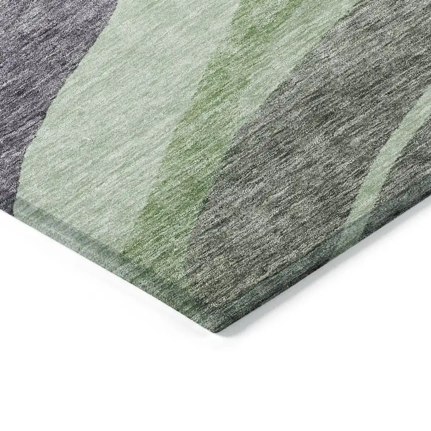 Purple And Green Abstract Washable Indoor Outdoor Area Rug Photo 4