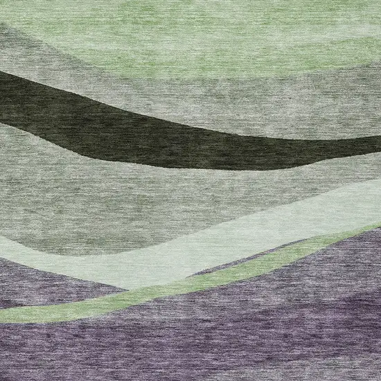Purple And Green Abstract Washable Indoor Outdoor Area Rug Photo 5