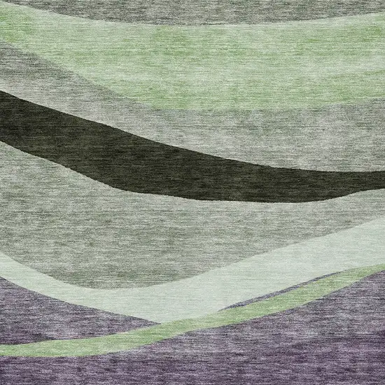 Purple And Green Abstract Washable Indoor Outdoor Area Rug Photo 5