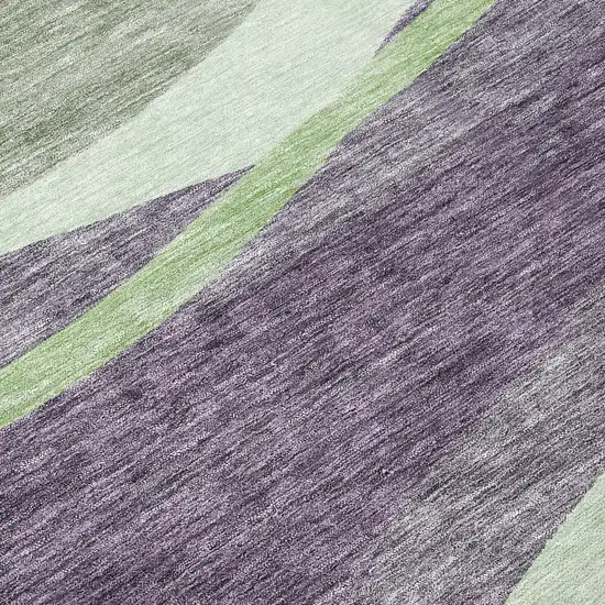 Purple And Green Abstract Washable Indoor Outdoor Area Rug Photo 8