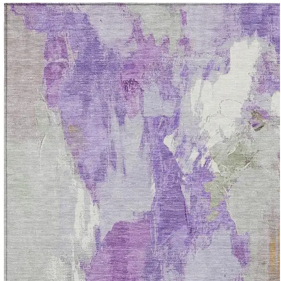 Purple And Green Abstract Washable Indoor Outdoor Area Rug Photo 3