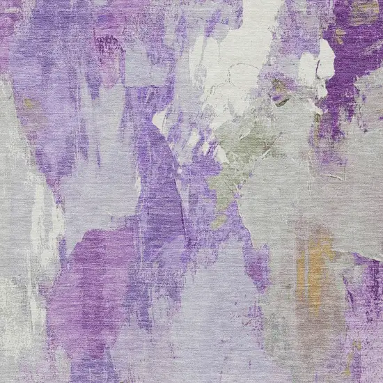 Purple And Green Abstract Washable Indoor Outdoor Area Rug Photo 6