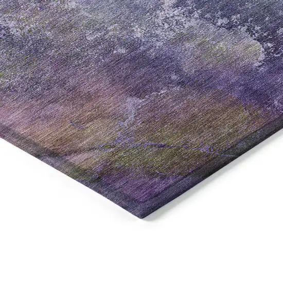 Purple And Green Abstract Washable Indoor Outdoor Area Rug Photo 6