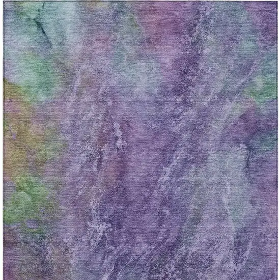 Purple And Green Abstract Washable Indoor Outdoor Area Rug Photo 6