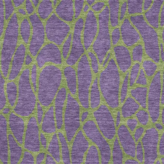 Purple And Green Geometric Washable Area Rug With UV Protection Photo 2