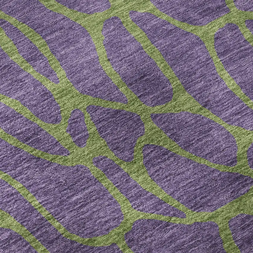 Purple And Green Geometric Washable Area Rug With UV Protection Photo 9