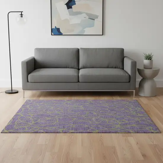 Purple And Green Geometric Washable Area Rug With UV Protection Photo 2