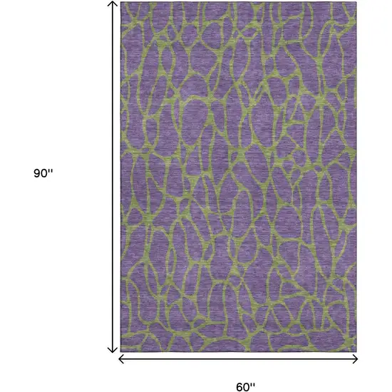 Purple And Green Geometric Washable Area Rug With UV Protection Photo 8