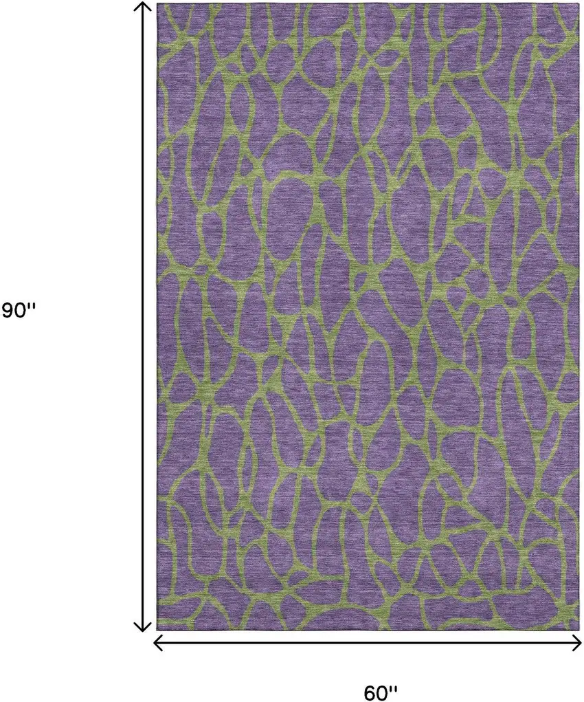 Purple And Green Geometric Washable Area Rug With UV Protection Photo 8