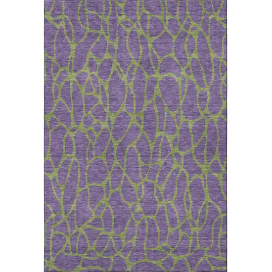Purple And Green Geometric Washable Area Rug With UV Protection Photo 3