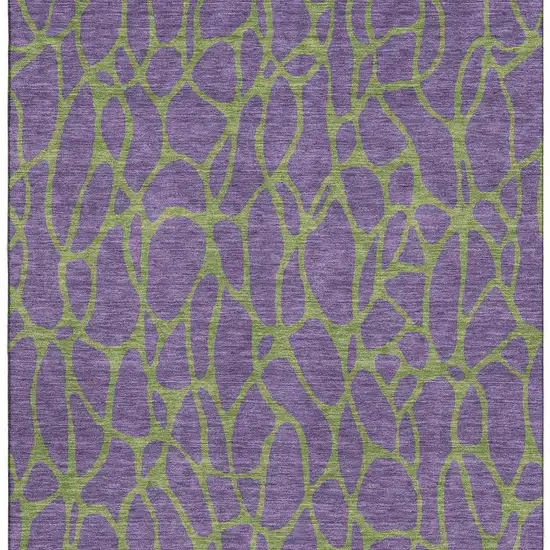 Purple And Green Geometric Washable Area Rug With UV Protection Photo 2