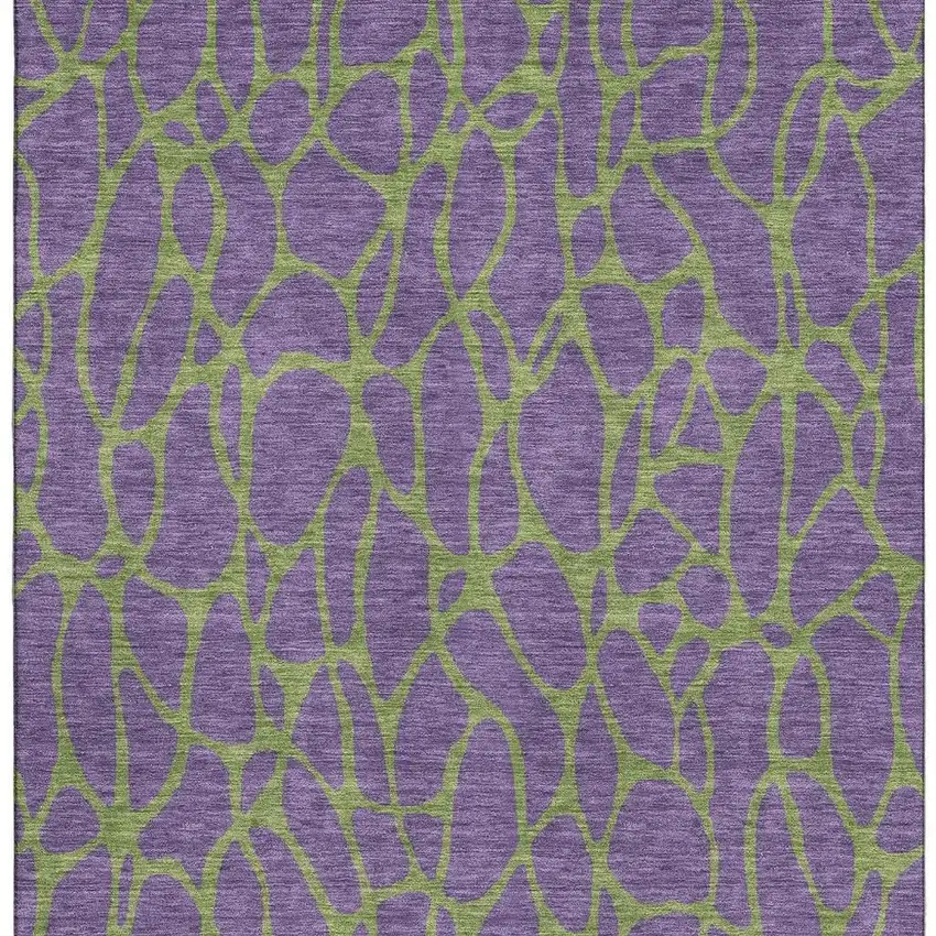 Purple And Green Geometric Washable Area Rug With UV Protection Photo 3